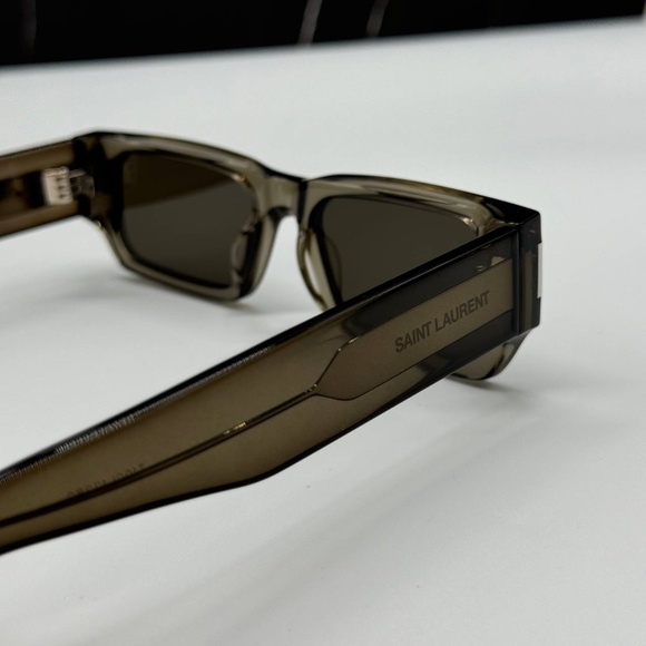 NEW SL660 003 SAINT LAURENT BROWN GREY SQUARE SL 660 003 UNISEX SUNGLASSES SL660 - Picture 7 of 10
